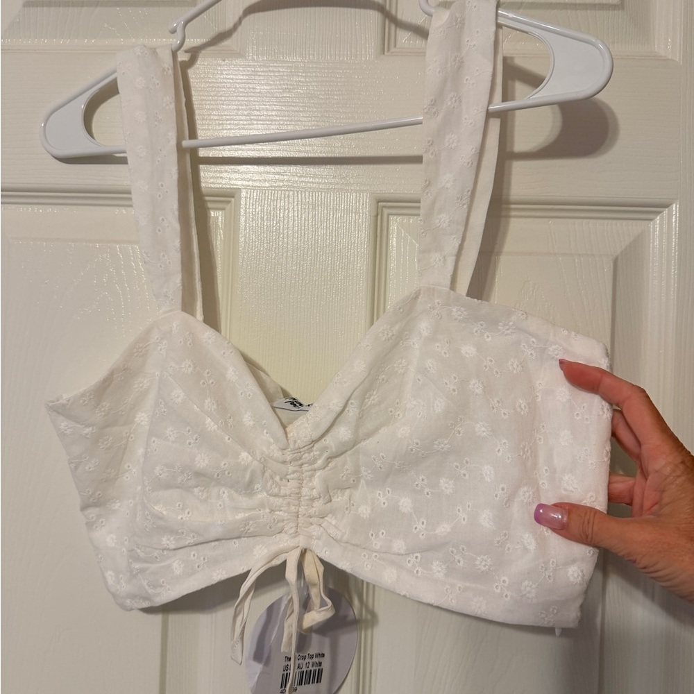 Princess Polly White Floral Print Crop Top